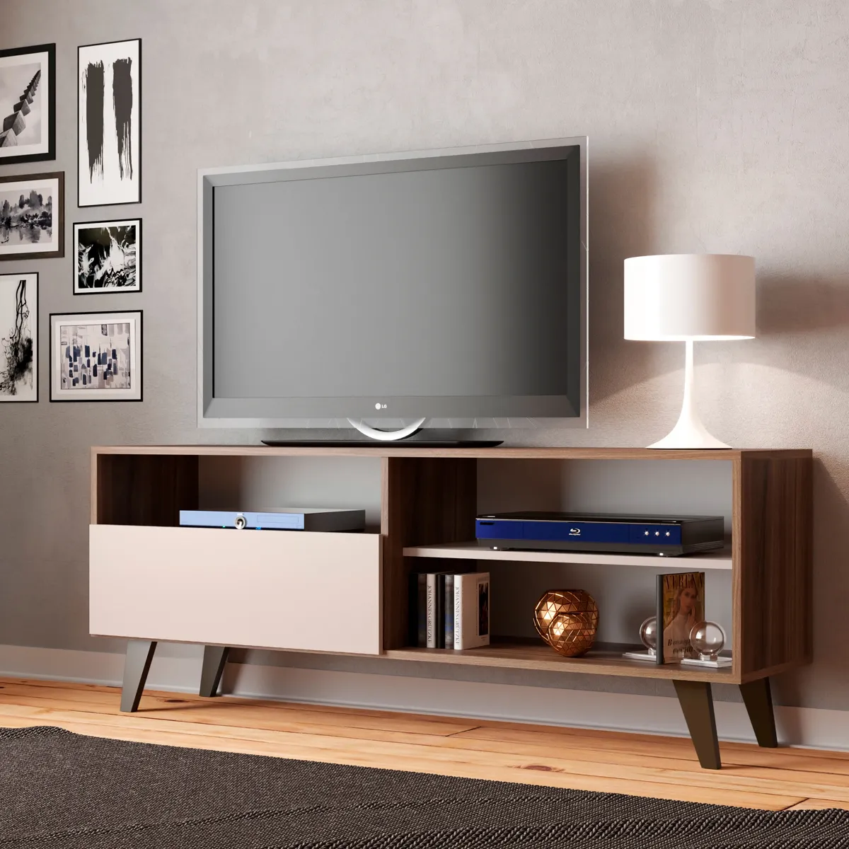 RACK TV ALTAVISION DETROIT 55" CAFÉ/BLANCO - 4
