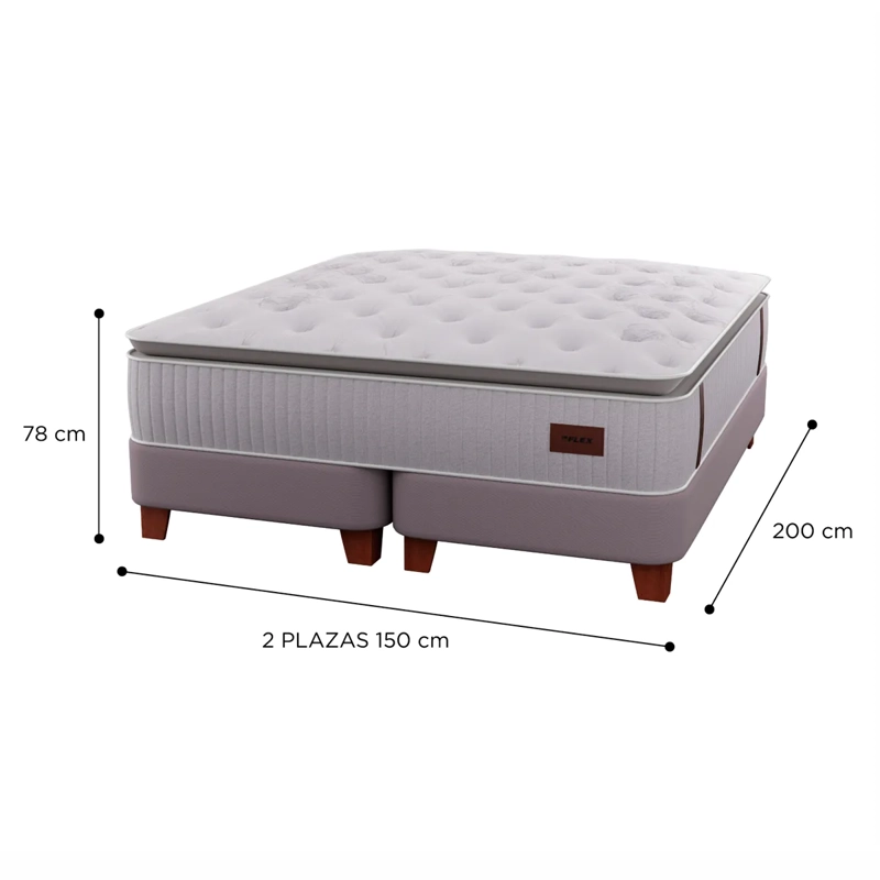 CAMA EUROPEA FLEX HERITAGE BOX 2 PLAZAS GRIS - 5