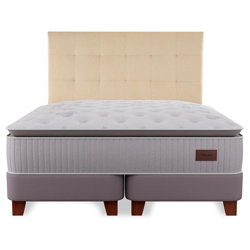 CAMA EUROPEA FLEX HERITAGE BOX 2 PLAZAS + RESPALDO CRUDO - 2