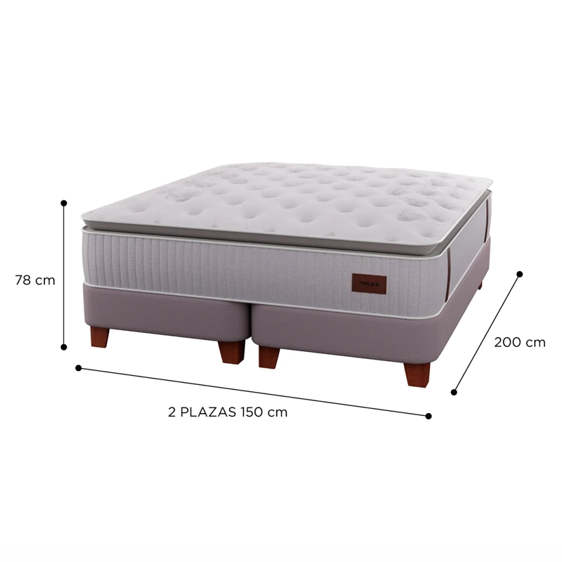 CAMA EUROPEA FLEX HERITAGE BOX 2 PLAZAS + RESPALDO CRUDO - 5