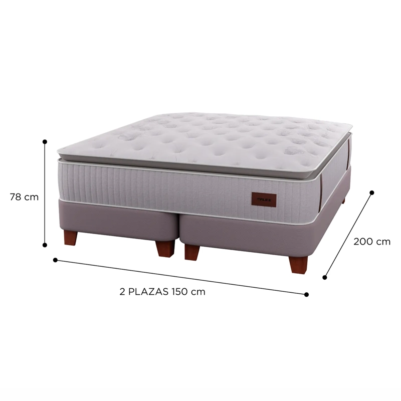 CAMA EUROPEA FLEX HERITAGE BOX 2 PLAZAS + RESPALDO TUBULAR + VELADOR ROMA - 5