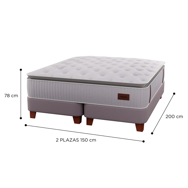 CAMA EUROPEA FLEX HERITAGE BOX 2 PLAZAS + RESPALDO CRUDO + VELADOR ROMA - 5