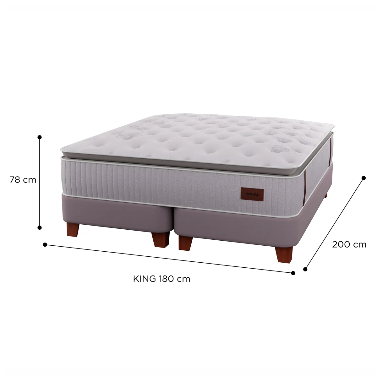 CAMA EUROPEA FLEX HERITAGE BOX KING + RESPALDO CRUDO + VELADOR ROMA - 5