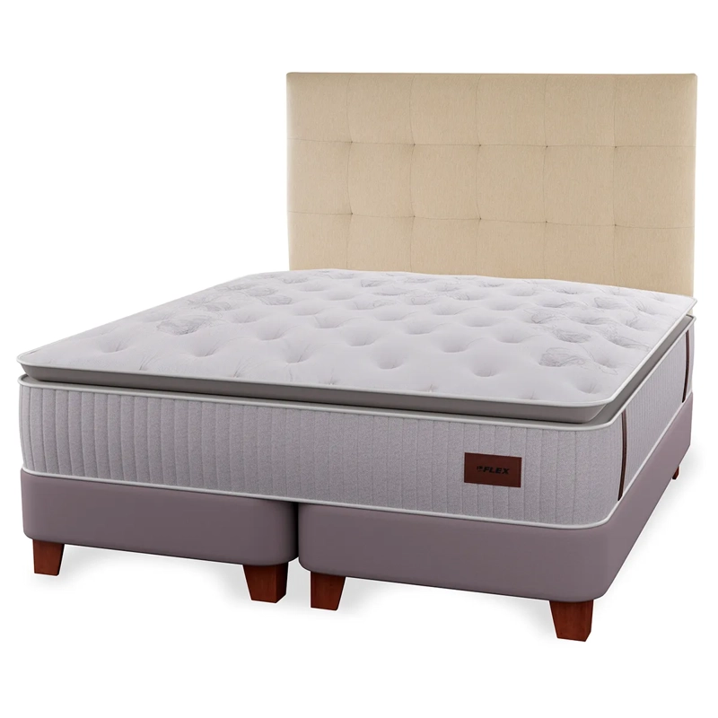 CAMA EUROPEA FLEX HERITAGE BOX KING + RESPALDO CRUDO - 1