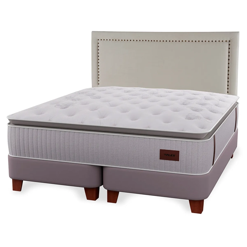 CAMA EUROPEA FLEX HERITAGE BOX KING + RESPALDO TACHAS - 1