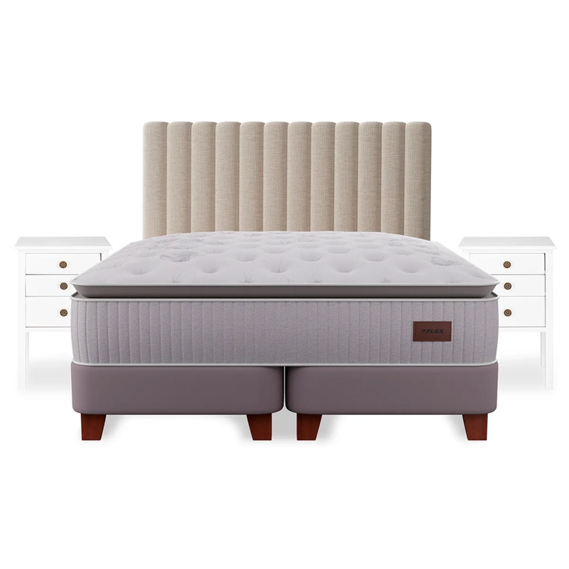 CAMA EUROPEA FLEX HERITAGE BOX KING + RESPALDO TUBULAR + VELADOR ROMA - 2
