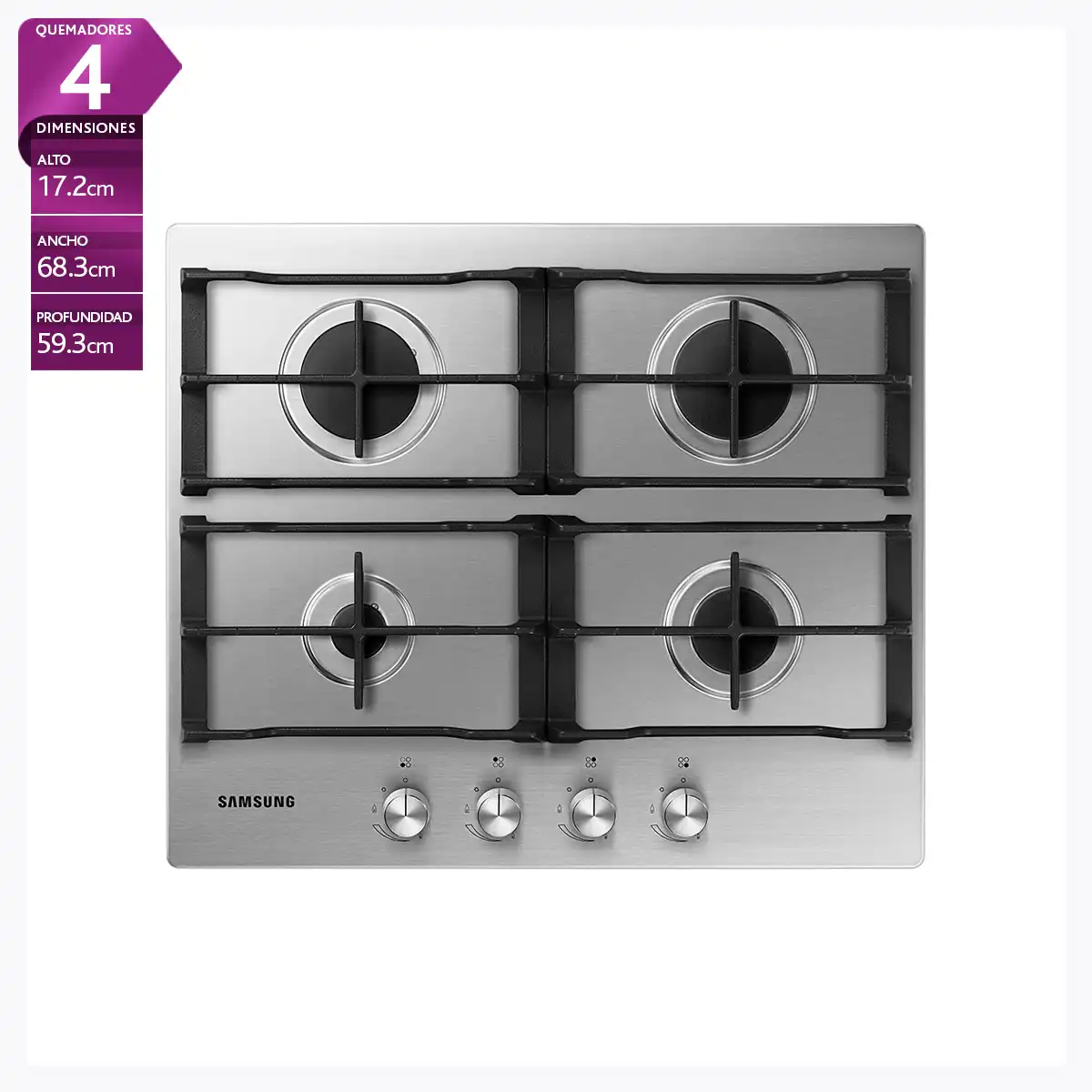 ENCIMERA GAS LICUADO SAMSUNG 4 QUEMADORES NA64D3010AS/ZS - 1