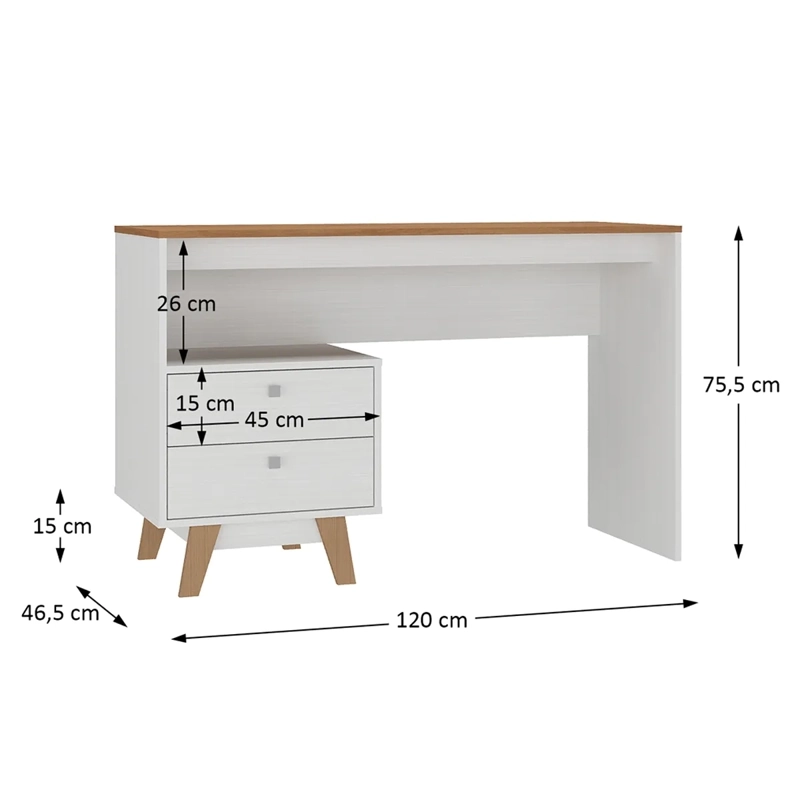 ESCRITORIO DI PORETTI DESIGN ELLIE 2C BLANCO - 3