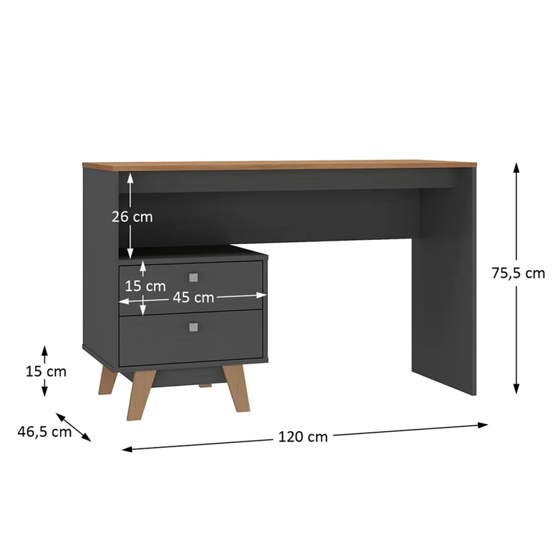 ESCRITORIO DI PORETTI DESIGN ELLIE 2C NEGRO - 3