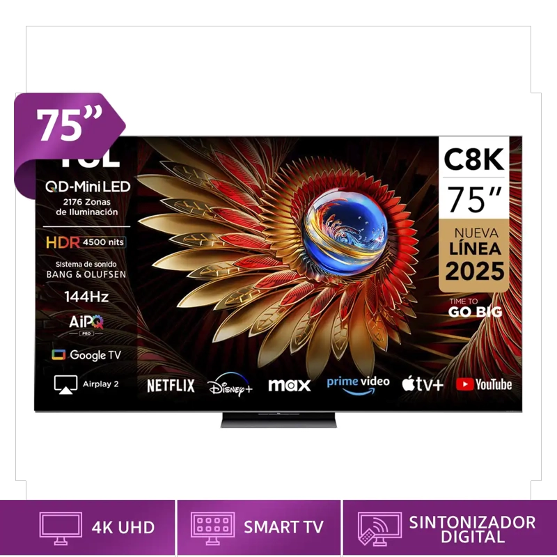 SMART TV TCL QLED MINI LED 4K UHD 75” 75C8K - 1