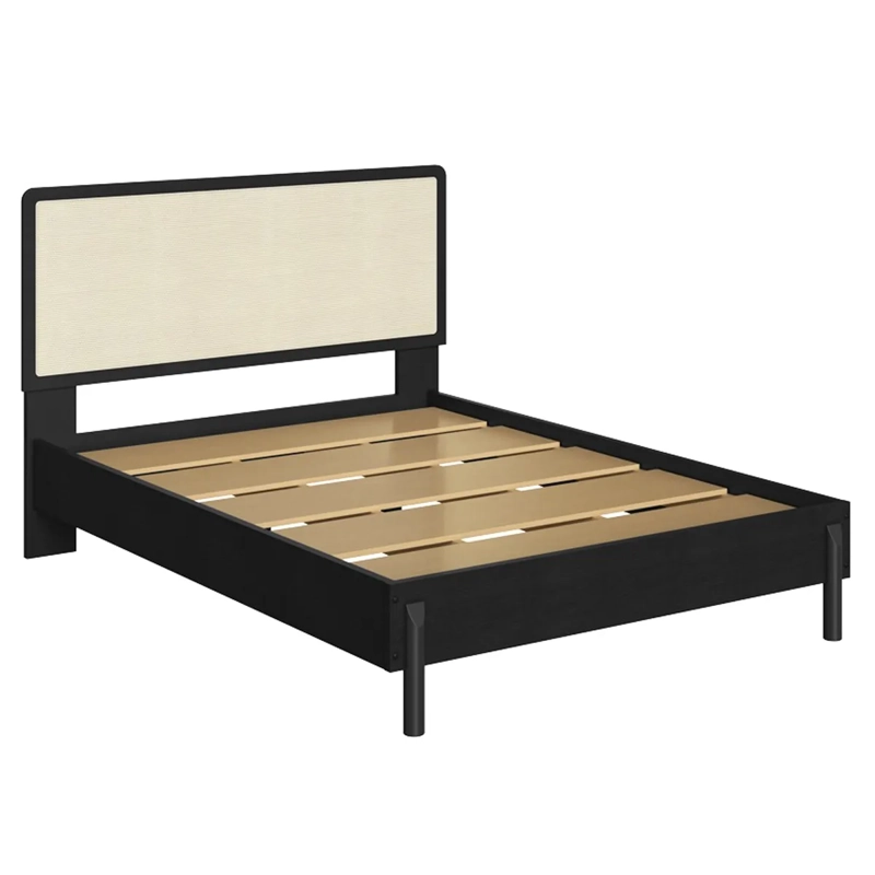 JUEGO DE DORMITORIO DECOCASA BALI 2 PLAZAS + RESPALDO + 2 VELADORES NEGRO - 3
