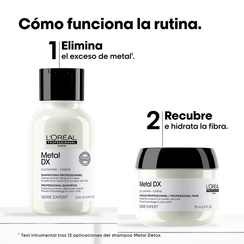 MINI SET SHAMPOO + MÁSCARA  L'ORÉAL PROFESSIONNEL METAL DETOX 100 + 75  ML - 4