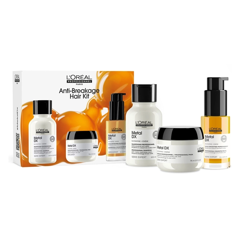 MINI SET SHAMPOO + MÁSCARA + ACEITE CONCENTRADO  L'ORÉAL PROFESSIONNEL METAL DETOX 100 + 75  + 30 ML - 1