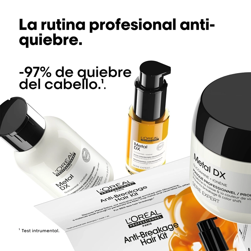 MINI SET SHAMPOO + MÁSCARA + ACEITE CONCENTRADO  L'ORÉAL PROFESSIONNEL METAL DETOX 100 + 75  + 30 ML - 2