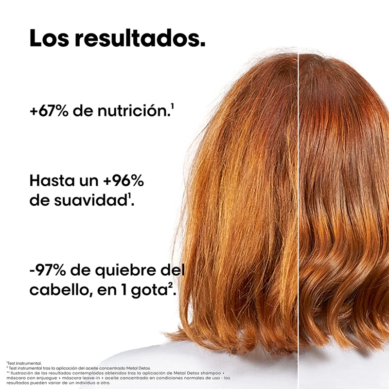 MINI SET SHAMPOO + MÁSCARA + ACEITE CONCENTRADO  L'ORÉAL PROFESSIONNEL METAL DETOX 100 + 75  + 30 ML - 3