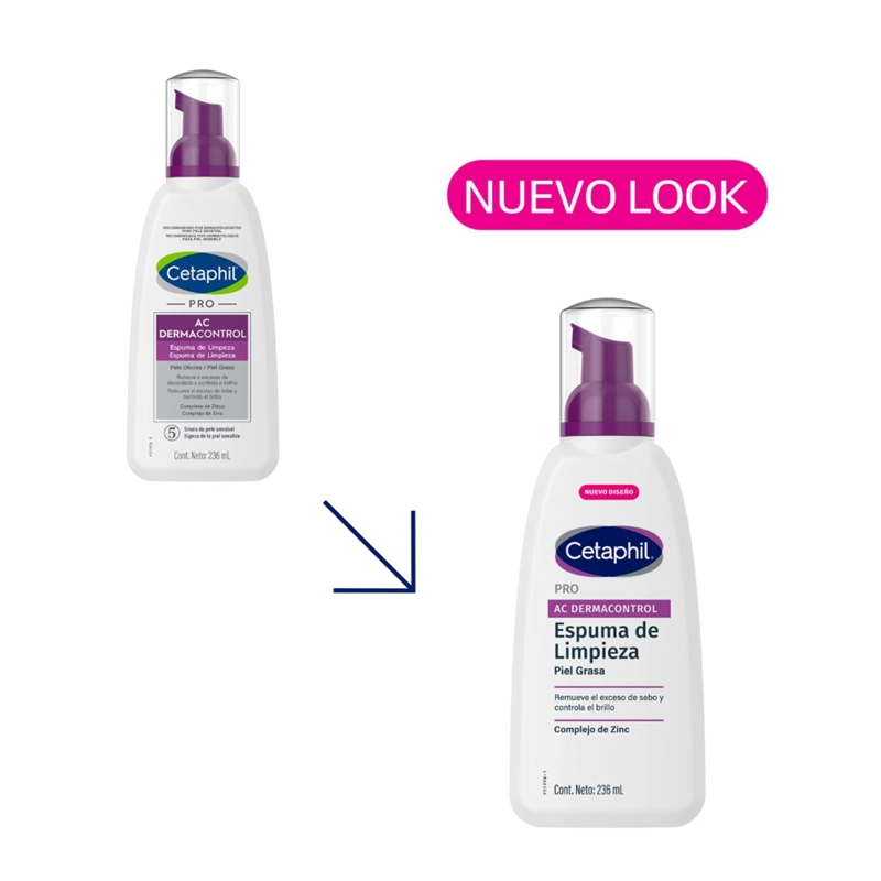 ESPUMA LIMPIADORA FACIAL PIEL GRASA PRO AC CETAPHIL 236 ML - 7