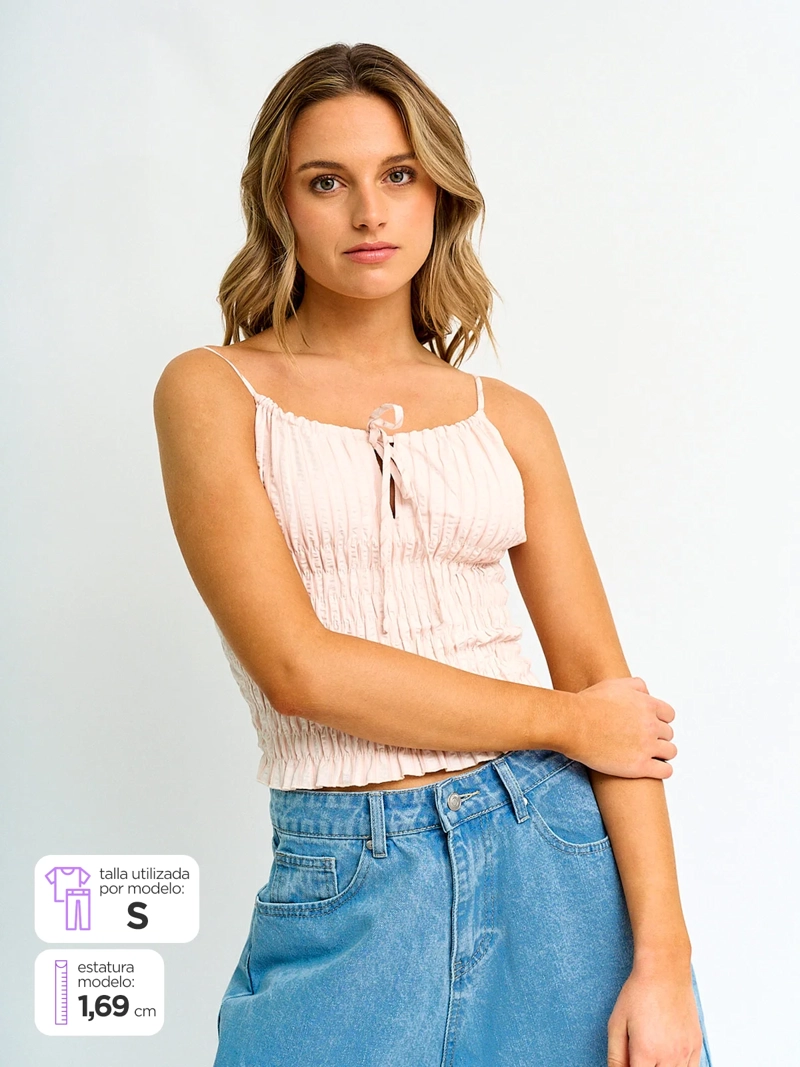 BLUSA MUJER INDEX SIN MANGAS FRUNCIDO - 1