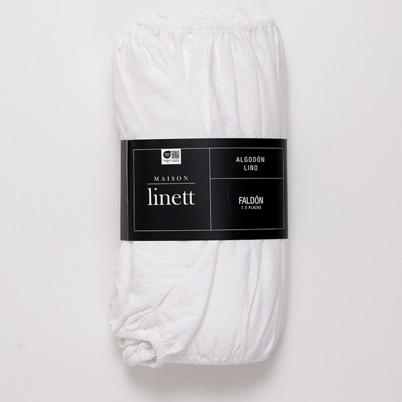 FALDÓN MAISON LINETT ELASTICADO LINO 1.5 PLAZAS BLANCO - 1