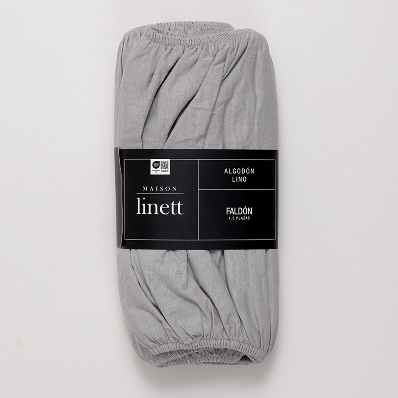 FALDÓN MAISON LINETT ELASTICADO LINO 1.5 PLAZAS GRIS - 1