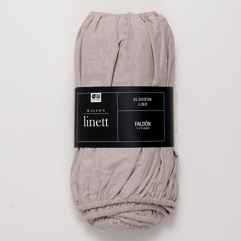 FALDÓN MAISON LINETT ELASTICADO LINO 1.5 PLAZAS TAUPE - 1