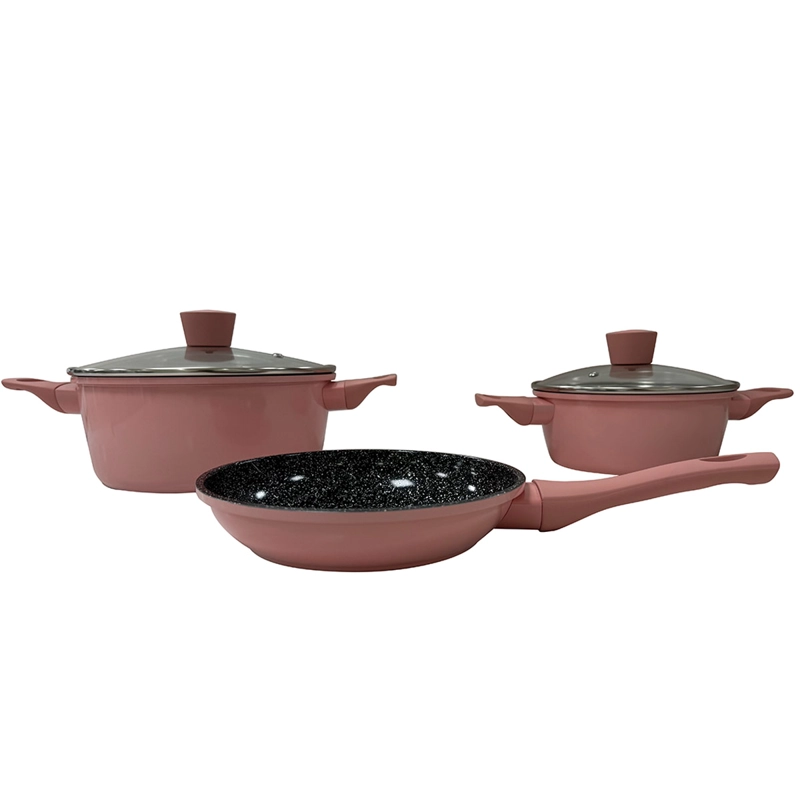 BATERÍA DE COCINA KITCHENWARE BRISTOL 5 PIEZAS  CERÁMICA ROSA - 1