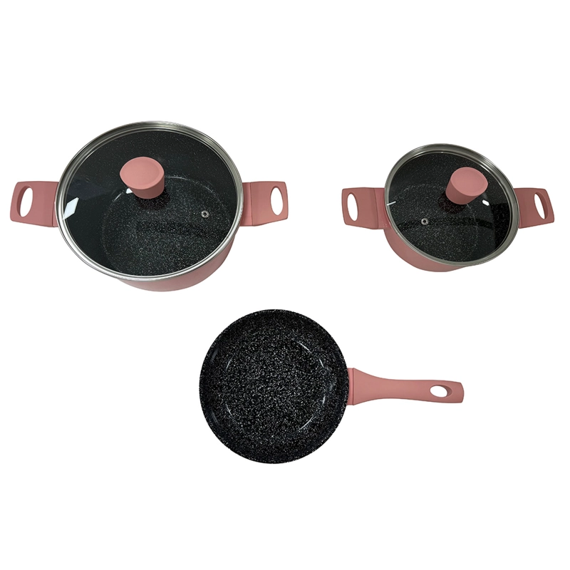 BATERÍA DE COCINA KITCHENWARE BRISTOL 5 PIEZAS  CERÁMICA ROSA - 2