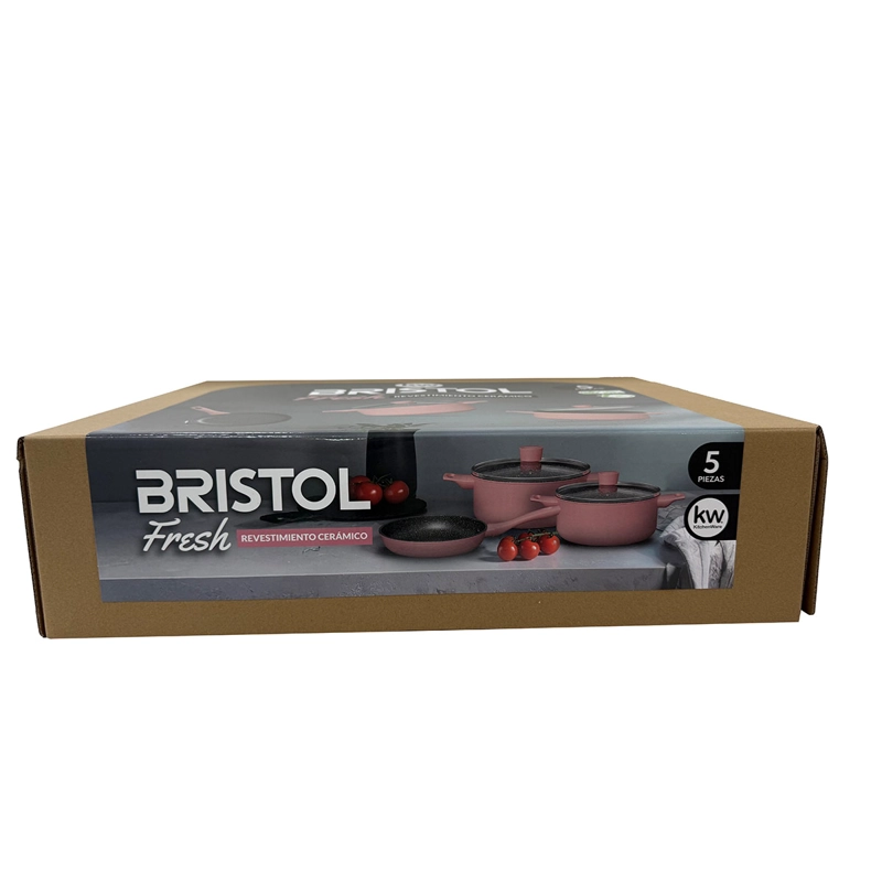 BATERÍA DE COCINA KITCHENWARE BRISTOL 5 PIEZAS  CERÁMICA ROSA - 11