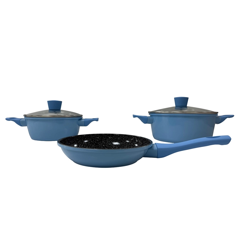 BATERÍA DE COCINA KITCHENWARE BRISTOL 5 PIEZAS  CERÁMICA AZUL - 1