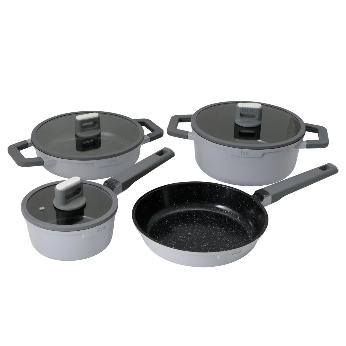BATERÍA DE COCINA KITCHENWARE CHELSEA CERÁMICA 7 PZS GRIS - 1