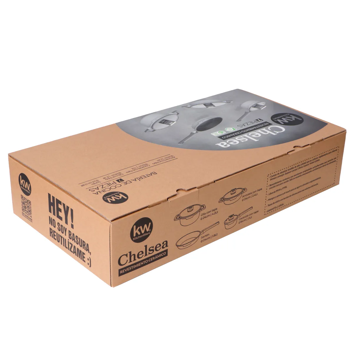 BATERÍA DE COCINA KITCHENWARE CHELSEA CERÁMICA 7 PZS GRIS - 11