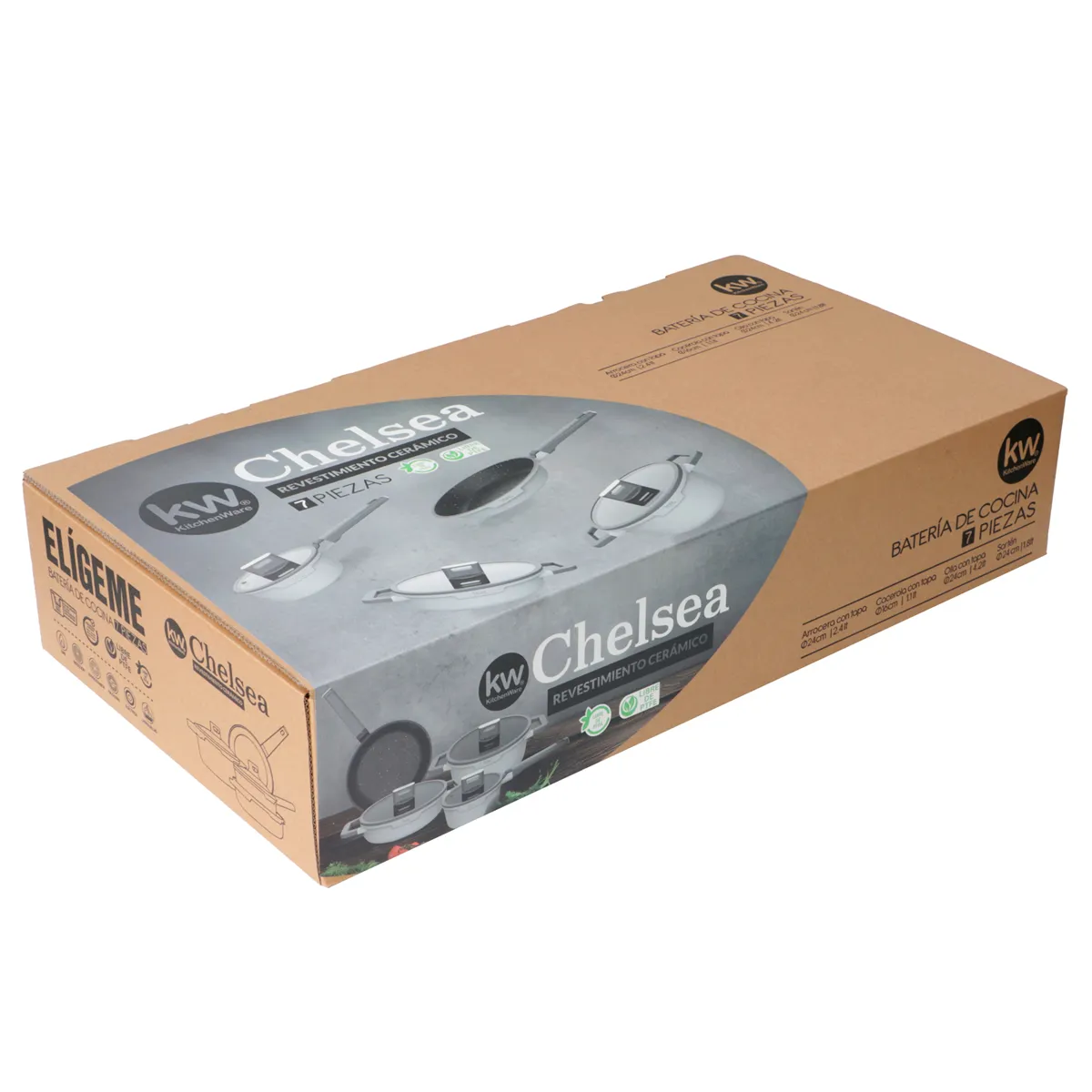 BATERÍA DE COCINA KITCHENWARE CHELSEA CERÁMICA 7 PZS GRIS - 10