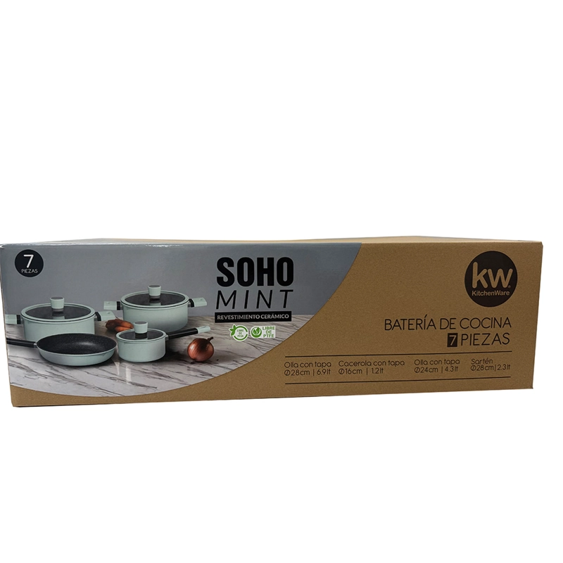 BATERÍA DE COCINA KITCHENWARE SOHO 7 PIEZAS  CERÁMICA MENTA - 11