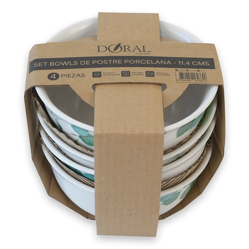 SET BOWL POSTRE DORAL FLOR PORCELANA 4 PZS  - 3