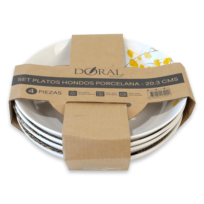 SET PLATO HONDO DORAL FLOR PORCELANA 4 PZS - 3