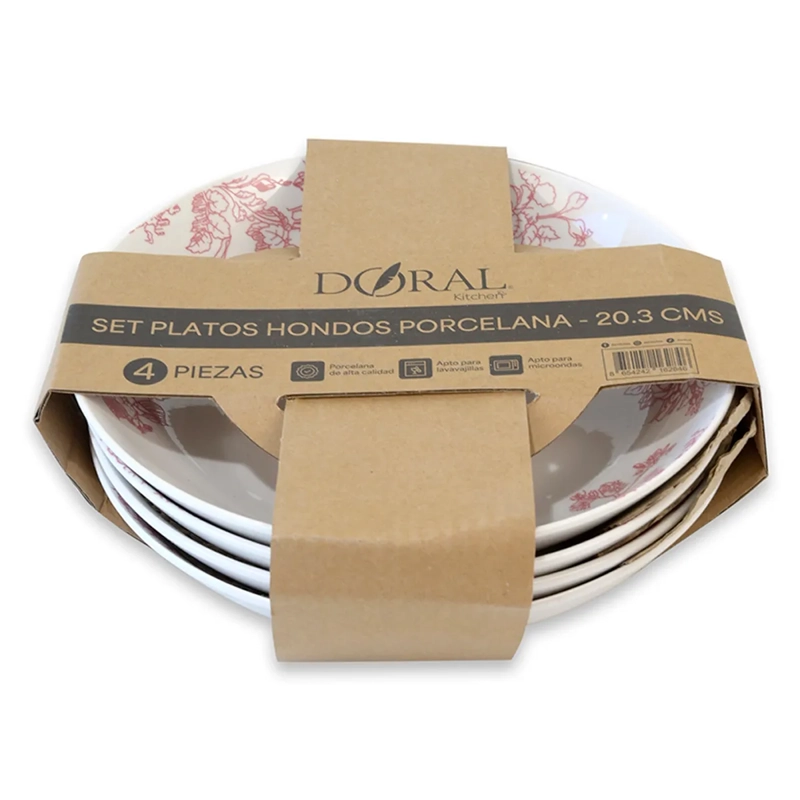 SET PLATO HONDO DORAL FLOR PORCELANA 4 PZS - 3