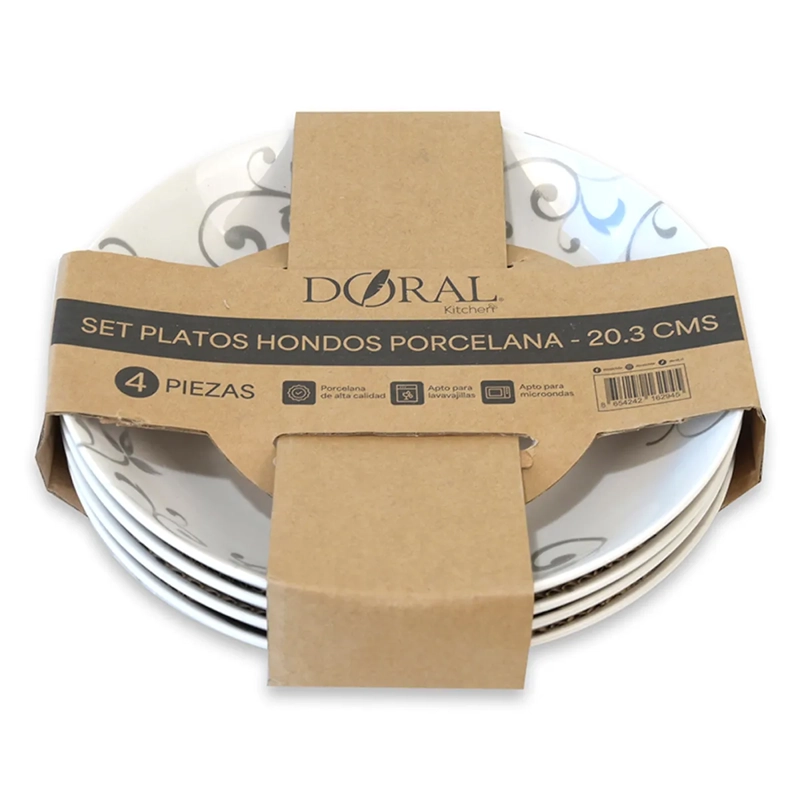 SET PLATO HONDO DORAL FLOR PORCELANA 4 PZS - 3