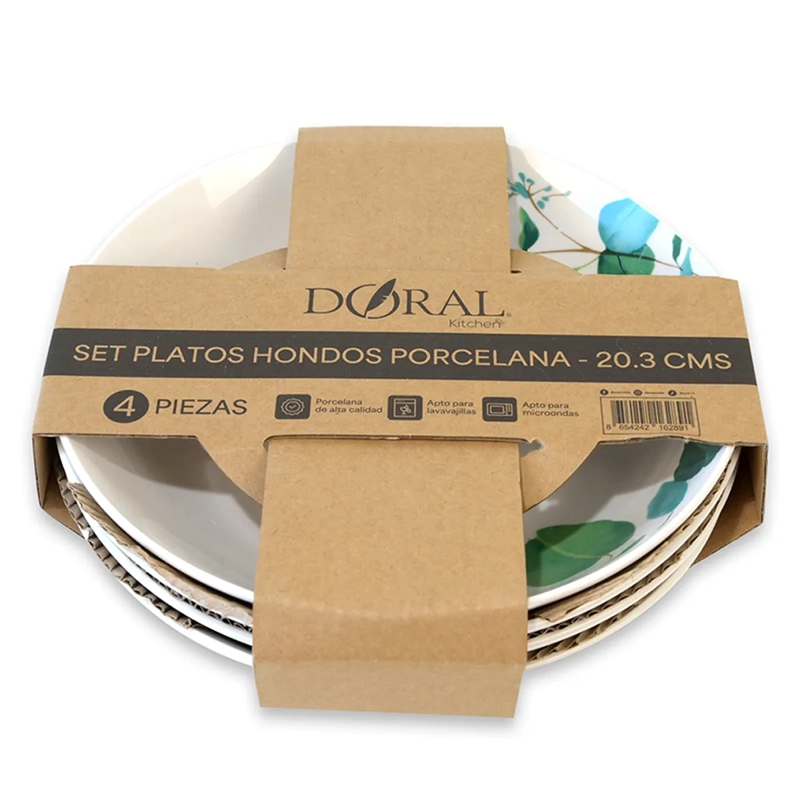 SET PLATO HONDO DORAL FLOR PORCELANA 4 PZS - 3