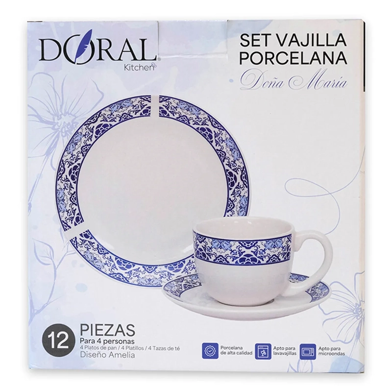 JUEGO DE VAJILLA DORAL AMELIA PORCELANA 12 PZS - 3