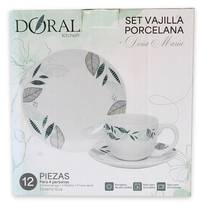 JUEGO DE VAJILLA DORAL EVA PORCELANA 12 PZS - 3