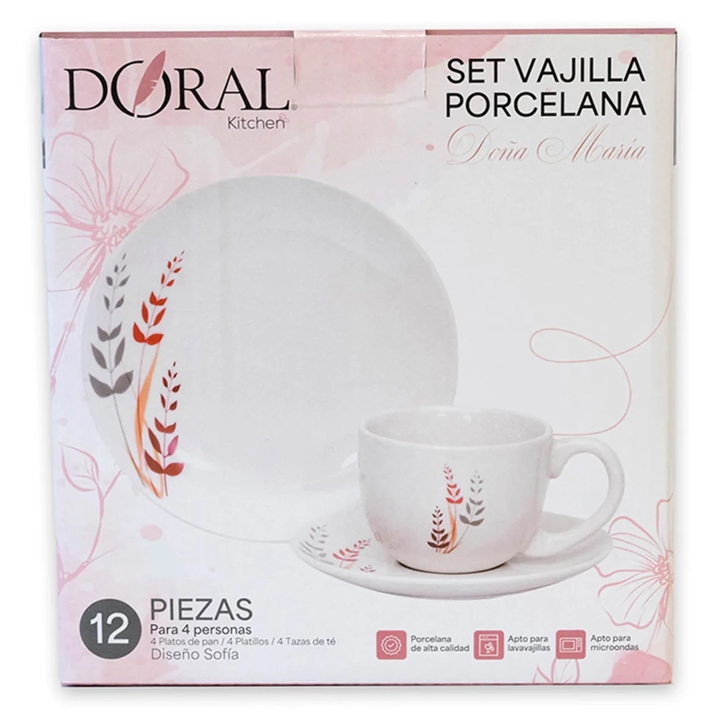 JUEGO DE VAJILLA DORAL SOFÍA PORCELANA 12 PZS - 3