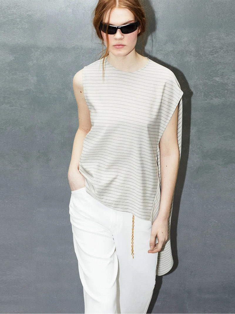 BLUSA MUJER SFERA SIN MANGAS RAYAS