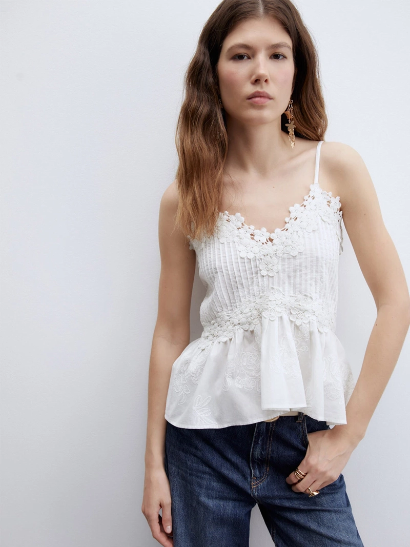 BLUSA MUJER SFERA ALGODÓN SIN MANGAS FLOR - 1