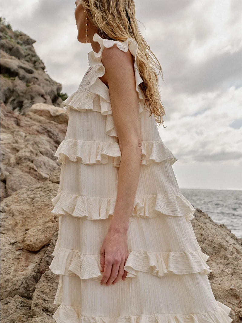 VESTIDO MUJER SFERA ALGODÓN LARGO CAPAS - 4