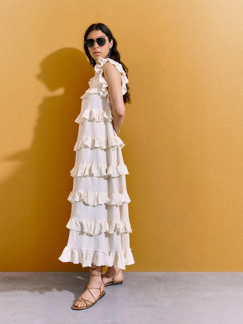 VESTIDO MUJER SFERA ALGODÓN LARGO CAPAS - 6