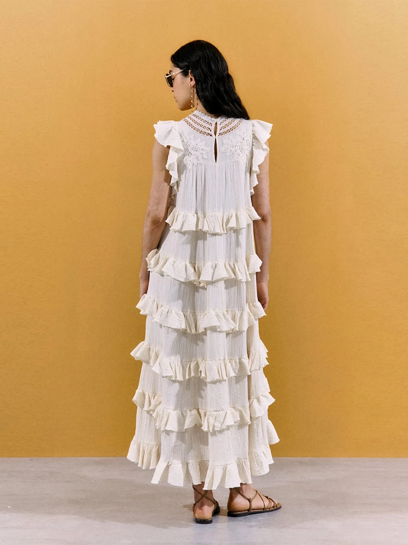 VESTIDO MUJER SFERA ALGODÓN LARGO CAPAS - 7