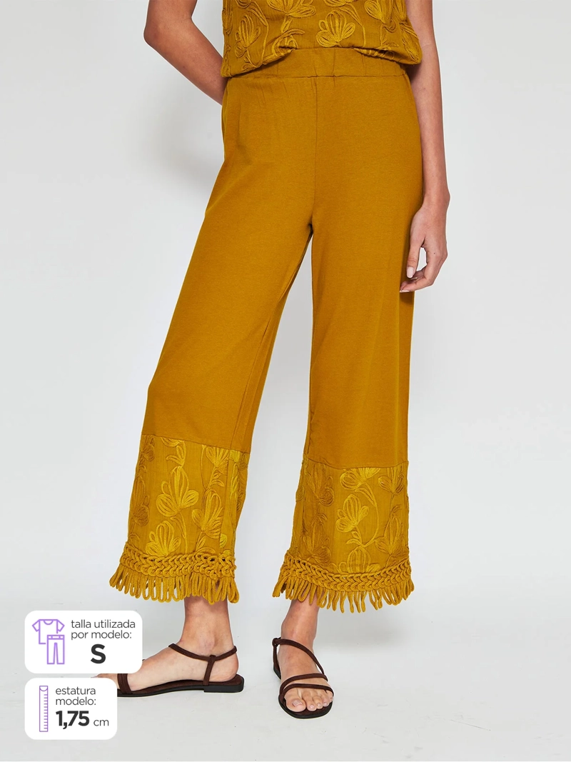 PANTALÓN MUJER SFERA ALGODÓN BORDADO - 1