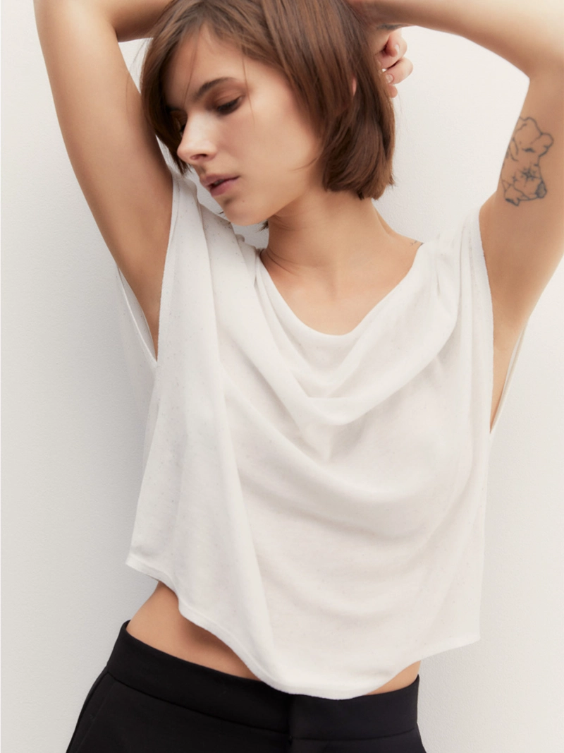 POLERA MUJER SFERA MANGA CORTA ASIMÉTRICO - 1