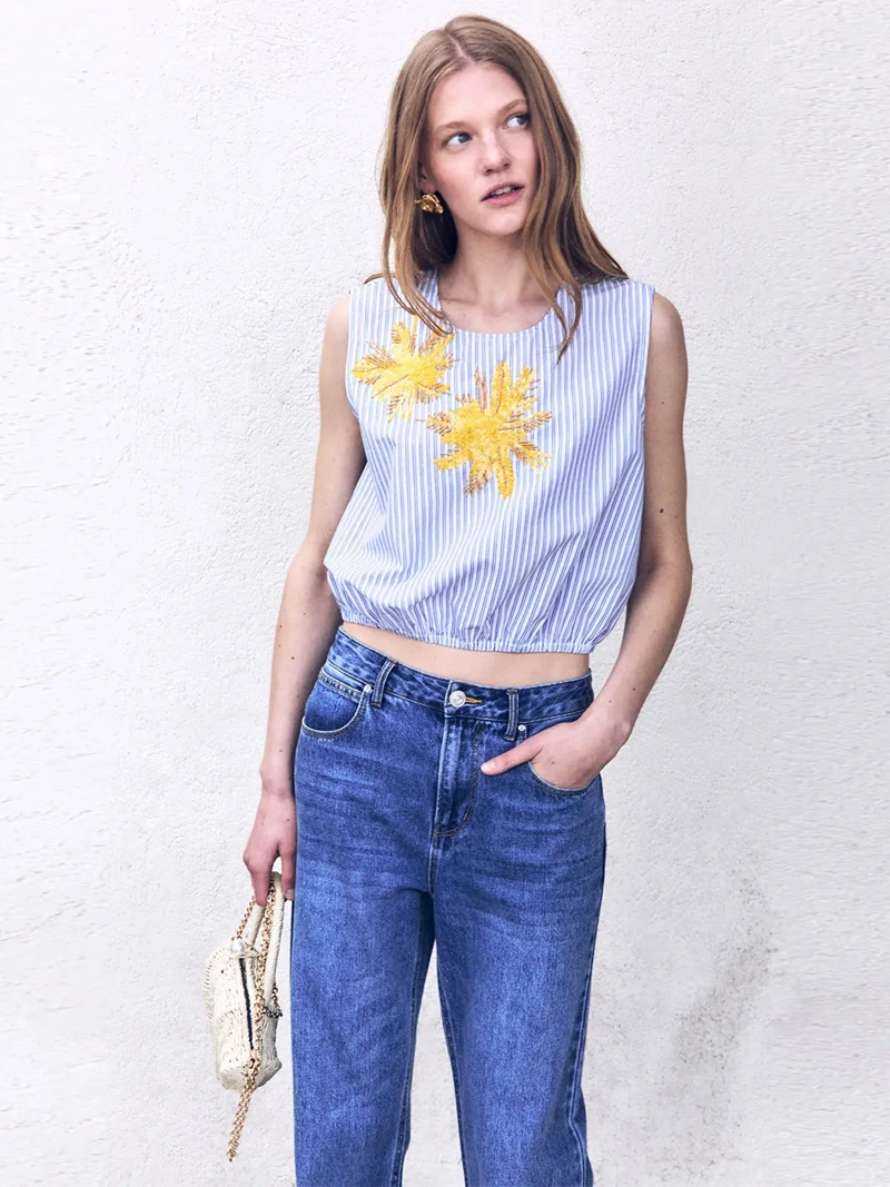 BLUSA MUJER SFERA ALGODÓN RAYAS - 1