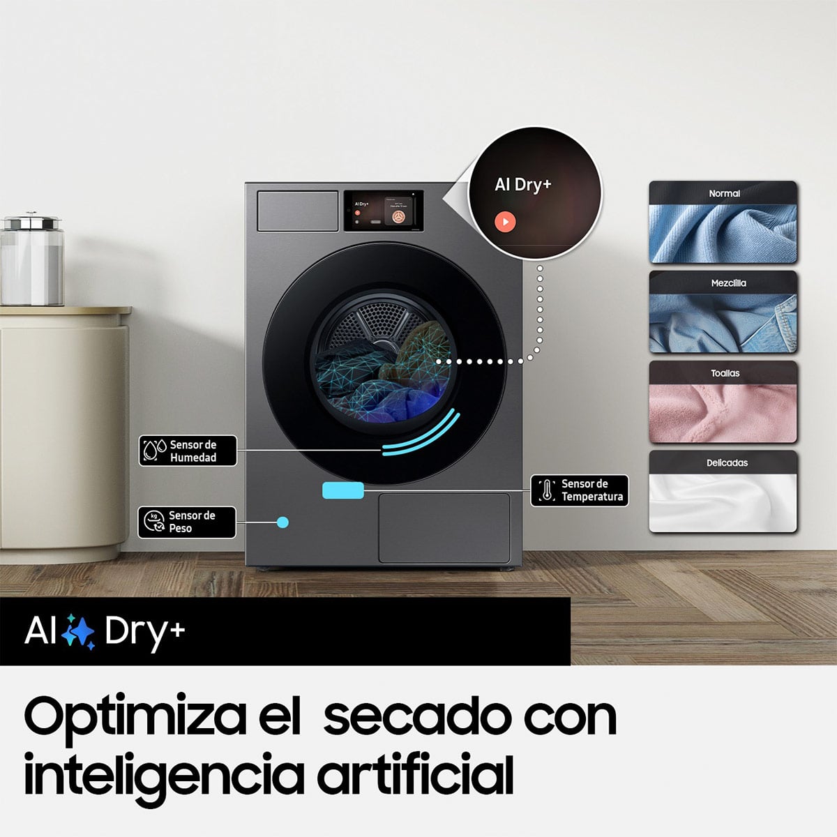 SECADORA DE ROPA BOMBA DE CALOR SAMSUNG DV90F17CDS BE SPOKE 17KG GRIS - 5