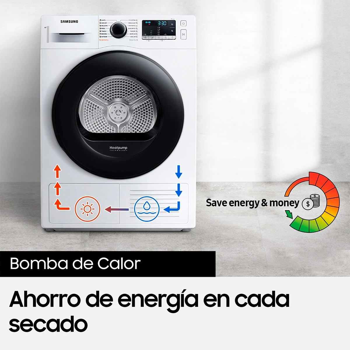 SECADORA DE ROPA SAMSUNG BOMBA DE CALOR 9KG SMARTTHINGS DV90CGC2A0AEZS - 7